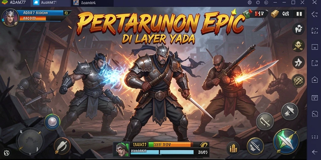 Screenshot menampilkan aksi pertarungan seru di ADAM77.