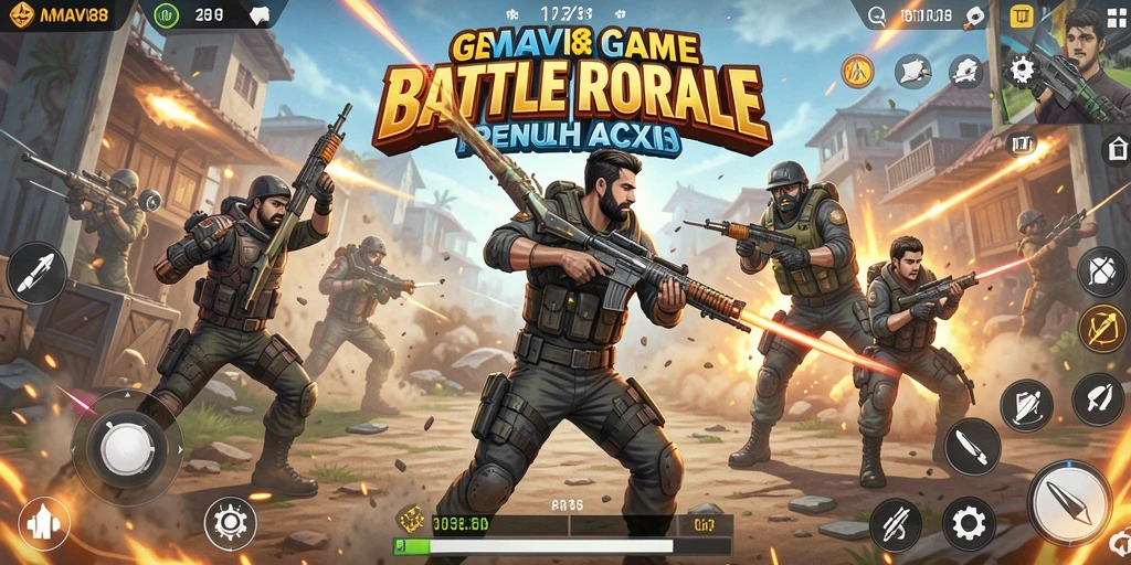 Tampilan gameplay seru dalam AMAVI88 dengan pertempuran epik Battle Royale.