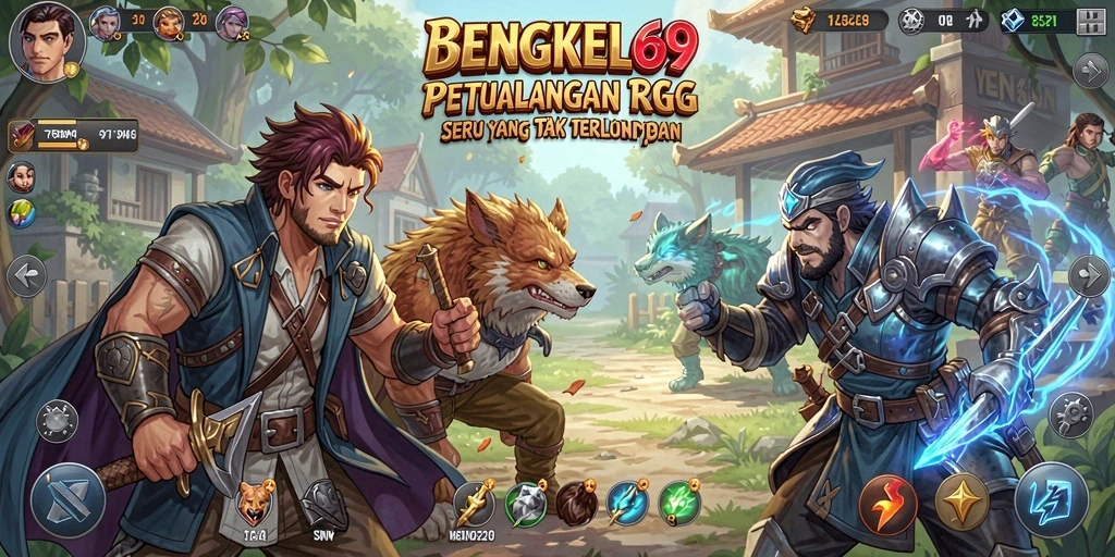 Tampilan gameplay RPG yang seru dan mendebarkan di BENGKEL69.