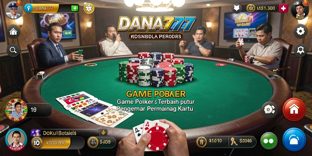 Tangkapan layar dari DANA777 menunjukkan aksi mendebarkan permainan poker.