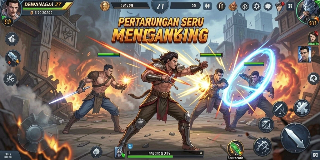 Tampilan gameplay DEWANAGA77 yang mendebarkan saat pertarungan berlangsung.