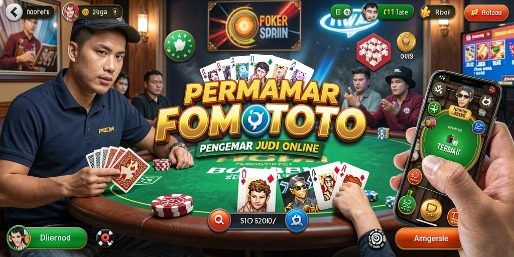 Tampilan gameplay menegangkan dalam FOMOTOTO saat bermain Poker.