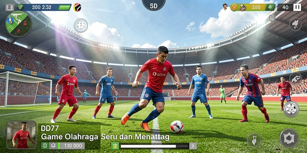 Tangkapan layar menunjukkan aksi seru dalam game olahraga IDR77.