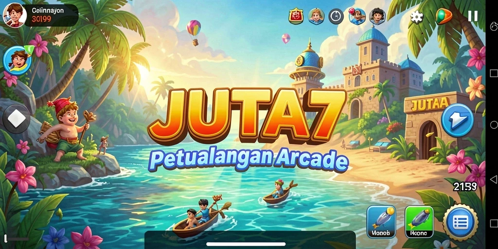 Screenshot JUTA7 menampilkan pemain menghadapi rintangan arcade yang menantang.
