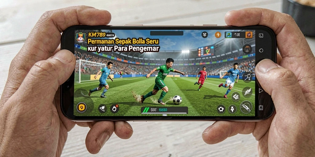 Tampilan utama gameplay KM789 dengan aksi sepak bola yang mendebarkan.