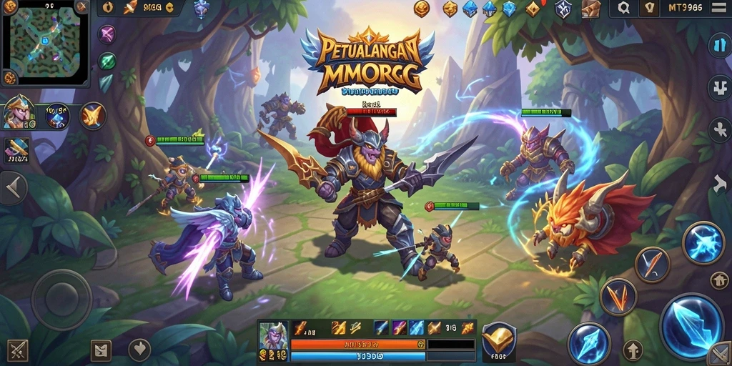 Screenshot gameplay MT966 menunjukkan aksi seru dalam pertempuran MMORPG.