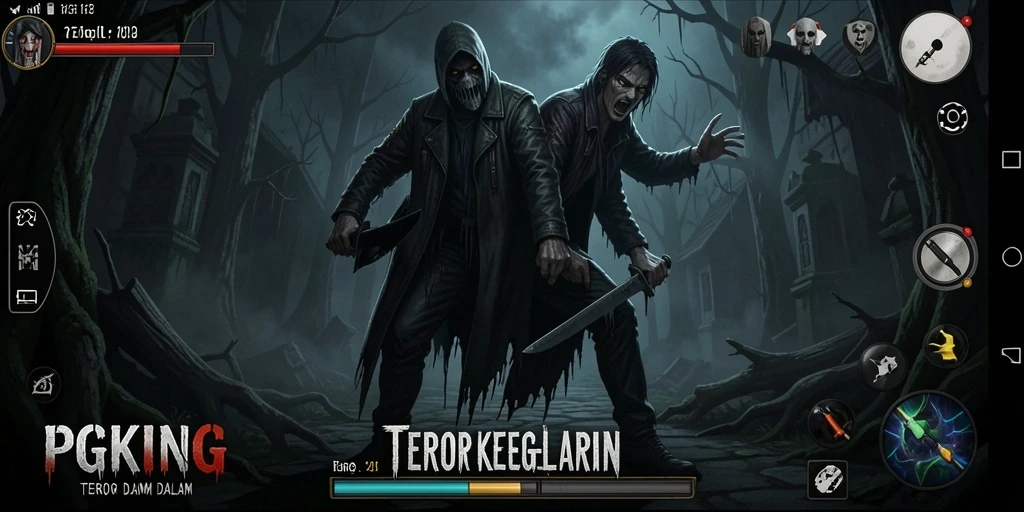Tampilan gameplay PGKING dengan suasana Horror yang mencekam.