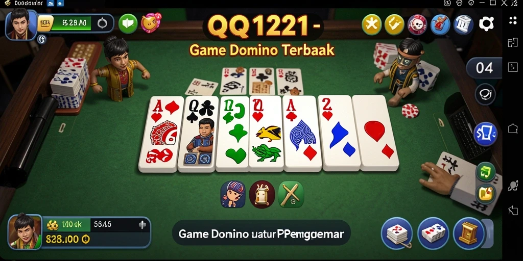 Screenshot utama QQ1221 menampilkan gameplay seru Domino.