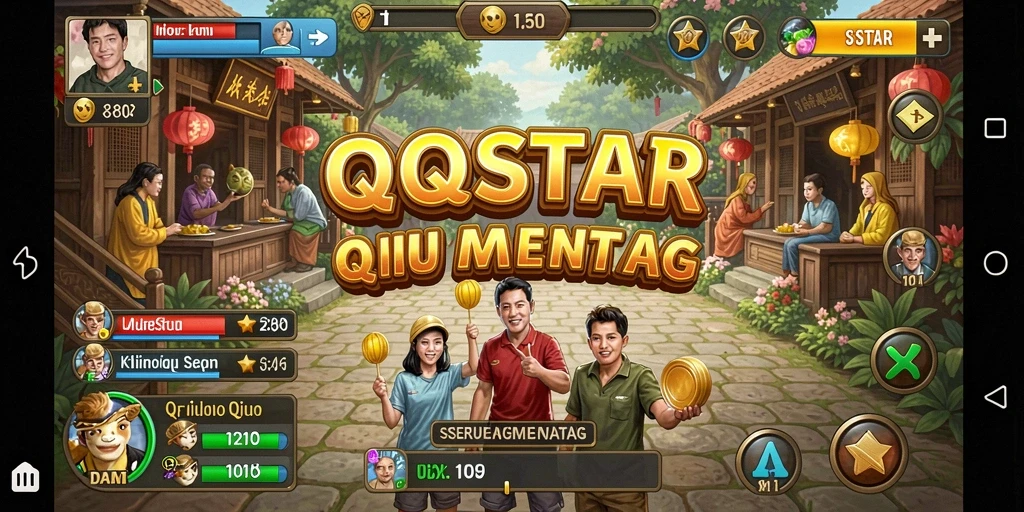Screenshot dari gameplay QiuQiu di QQSTAR yang menegangkan.