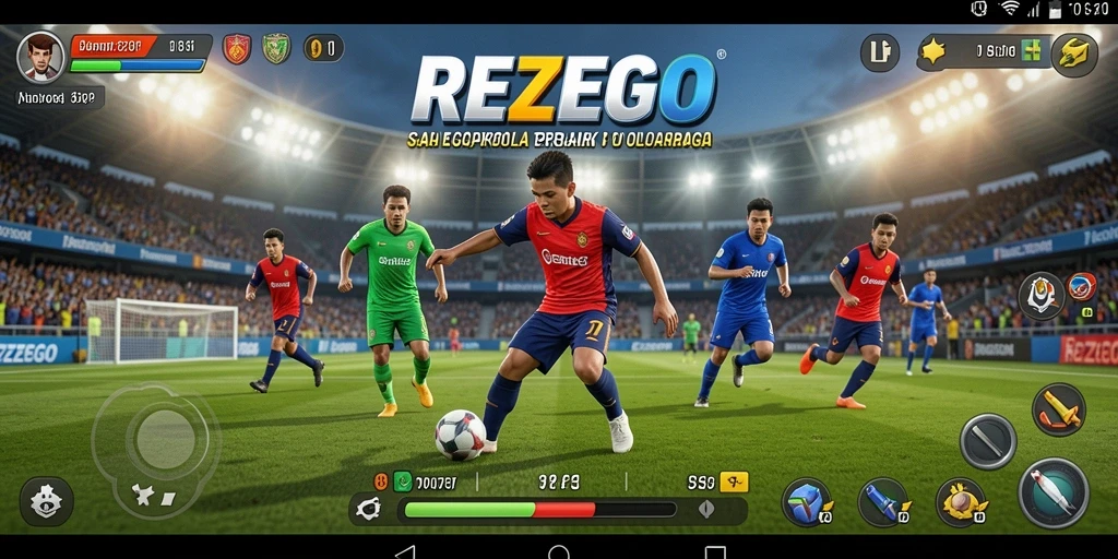 Tampilan gameplay sepak bola yang menegangkan di REZEGO.