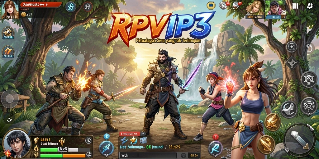 Screenshot menunjukkan gameplay seru dari RPVIP3 di dunia petualangan.