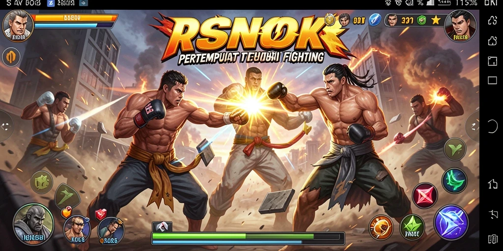 Tampilan gameplay RSNOK dengan pertarungan yang seru dan dinamis.