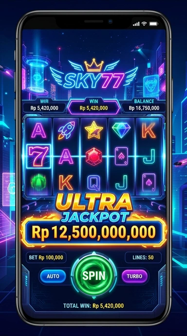 Tangkapan layar antarmuka pengguna sky77 yang menarik.